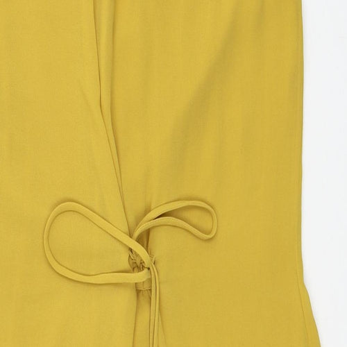 H&M Womens Yellow Polyester Shift Size 8 V-Neck Button