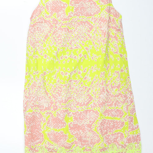 River Island Womens Multicoloured Geometric Viscose Tank Dress Size 8 Boat Neck Button - Lace Trim
