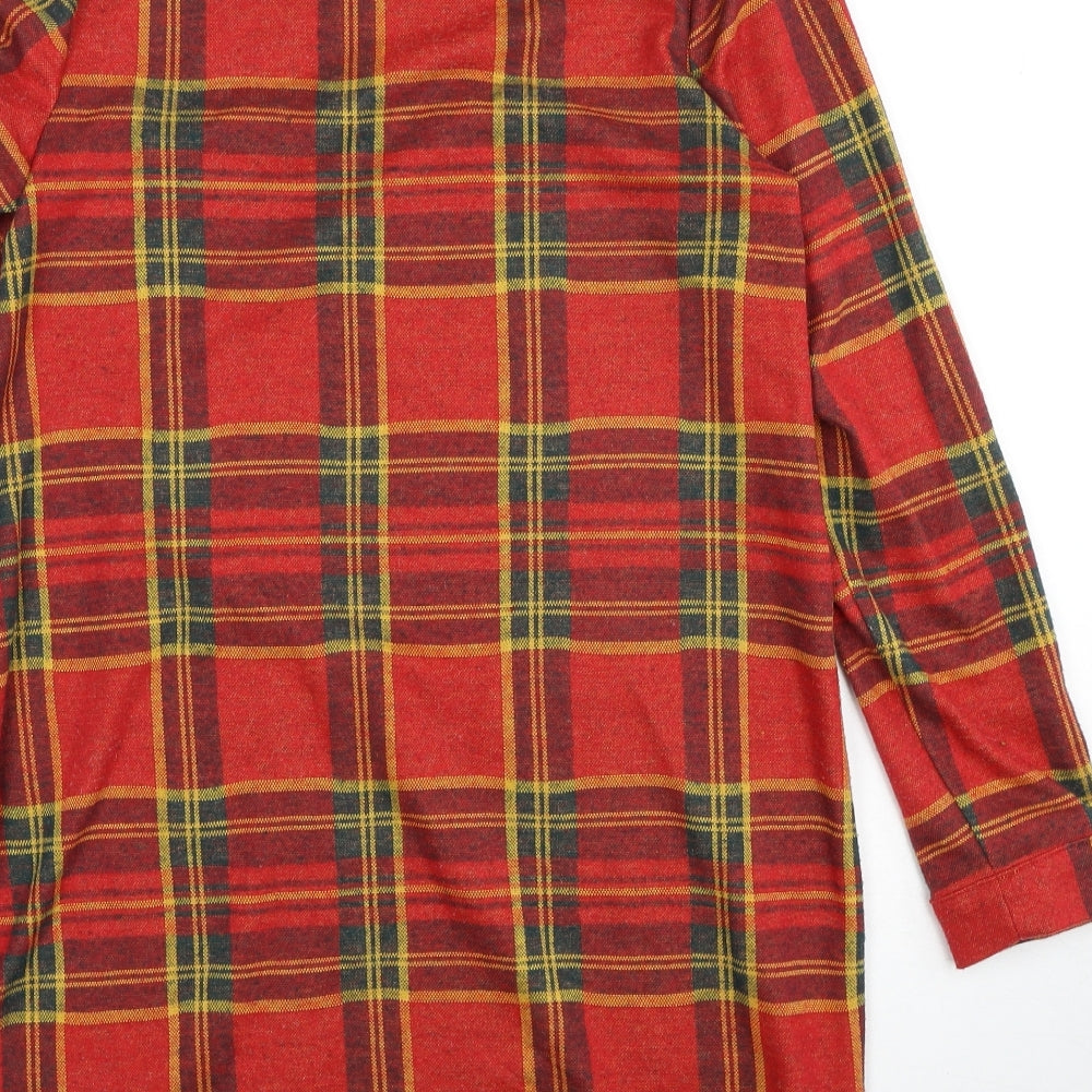 TU Womens Red Plaid Polyester Shift Size 12 Round Neck Pullover