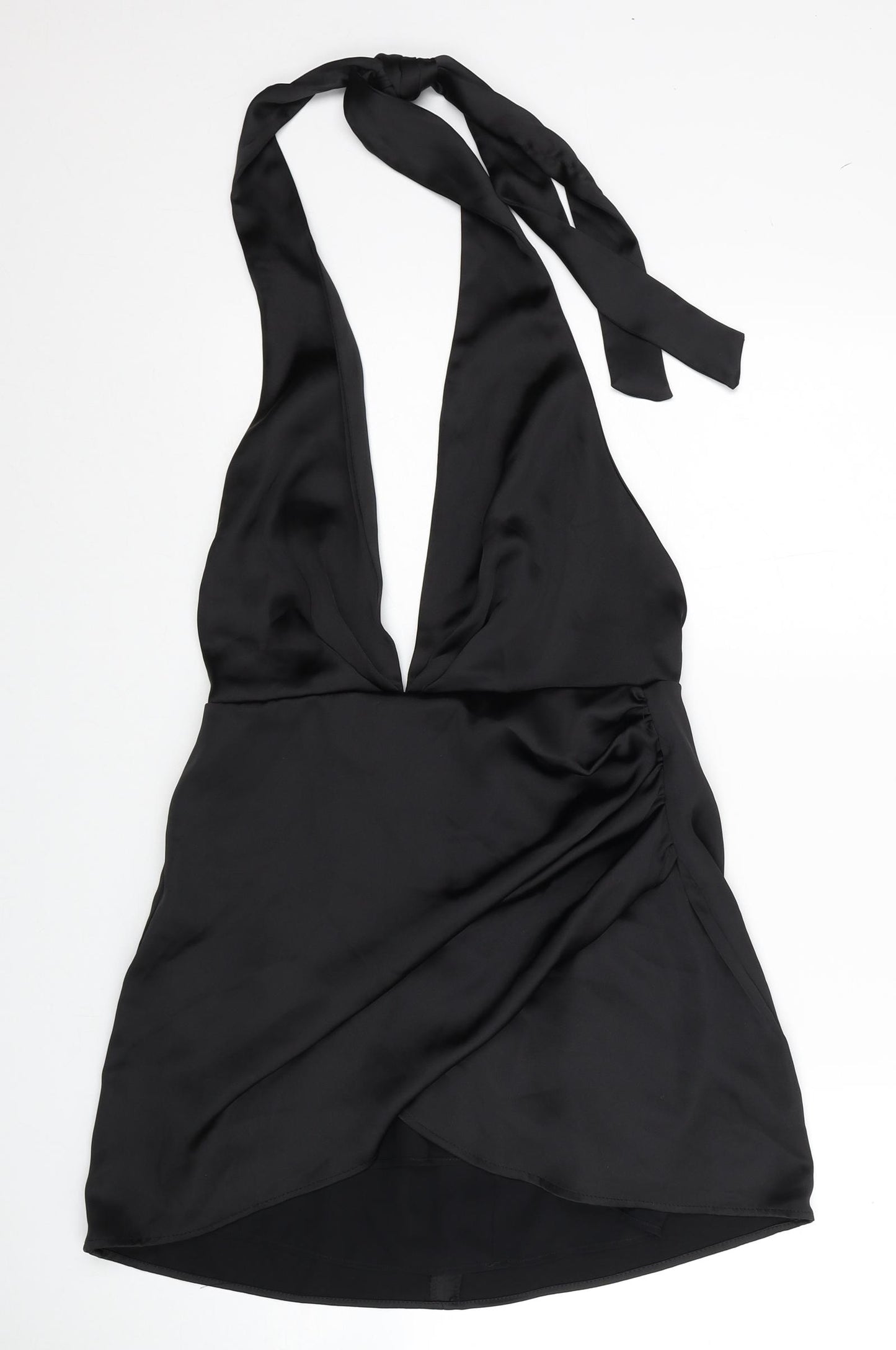 Zara Womens Black Herringbone Polyester Mini Size M Halter Pullover