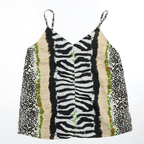 Pep&Co Womens Multicoloured Animal Print Polyester Camisole Tank Size 16 V-Neck - Zebra Print Leopard Print