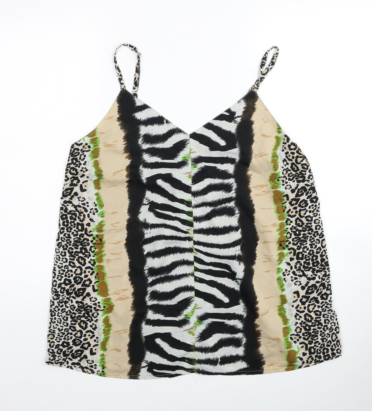 Pep&Co Womens Multicoloured Animal Print Polyester Camisole Tank Size 16 V-Neck - Zebra Print Leopard Print
