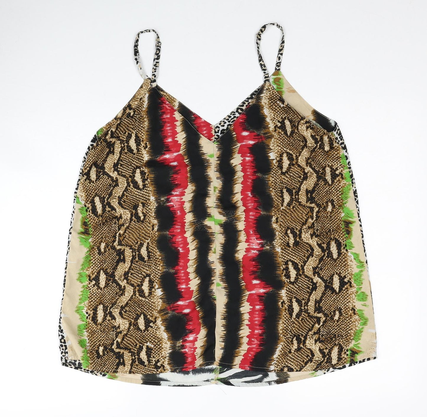 Pep&Co Womens Multicoloured Animal Print Polyester Camisole Tank Size 16 V-Neck - Zebra Print Leopard Print