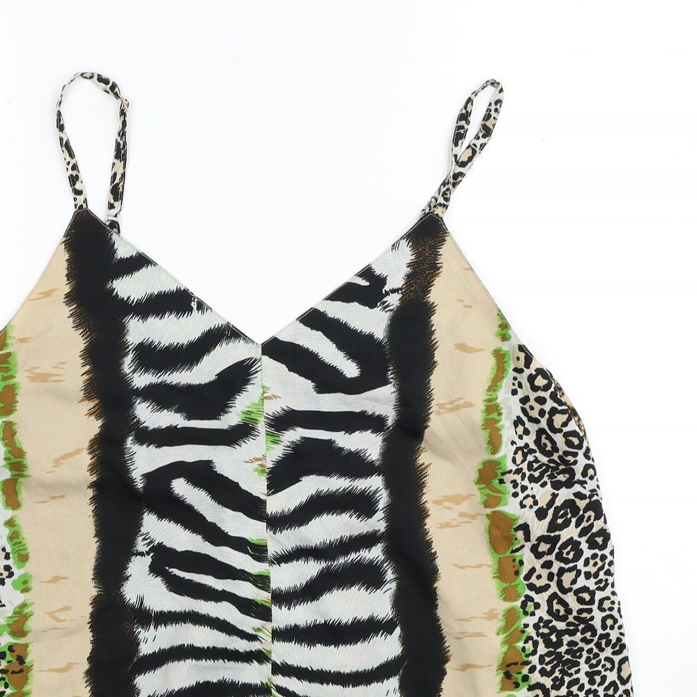 Pep&Co Womens Multicoloured Animal Print Polyester Camisole Tank Size 16 V-Neck - Zebra Print Leopard Print