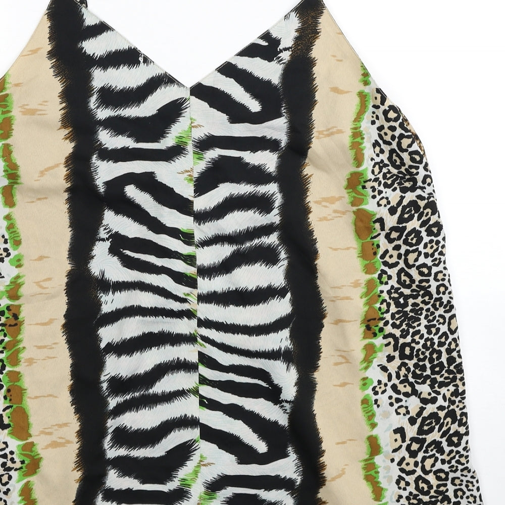 Pep&Co Womens Multicoloured Animal Print Polyester Camisole Tank Size 16 V-Neck - Zebra Print Leopard Print