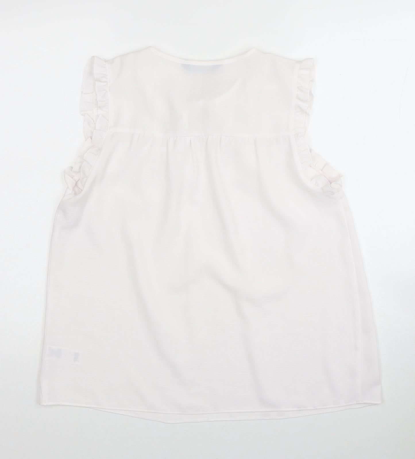 F&F Womens White Polyester Basic Blouse Size 14 Round Neck