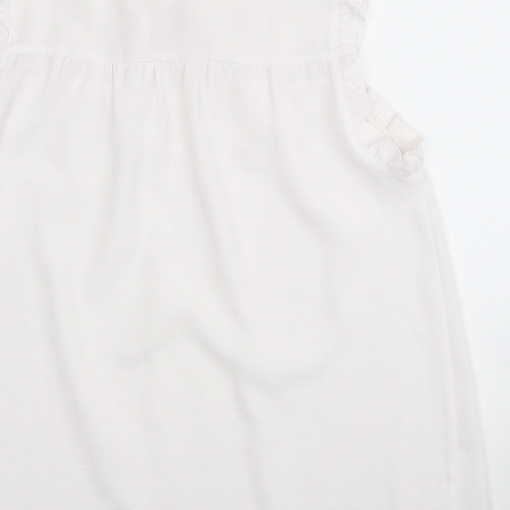 F&F Womens White Polyester Basic Blouse Size 14 Round Neck