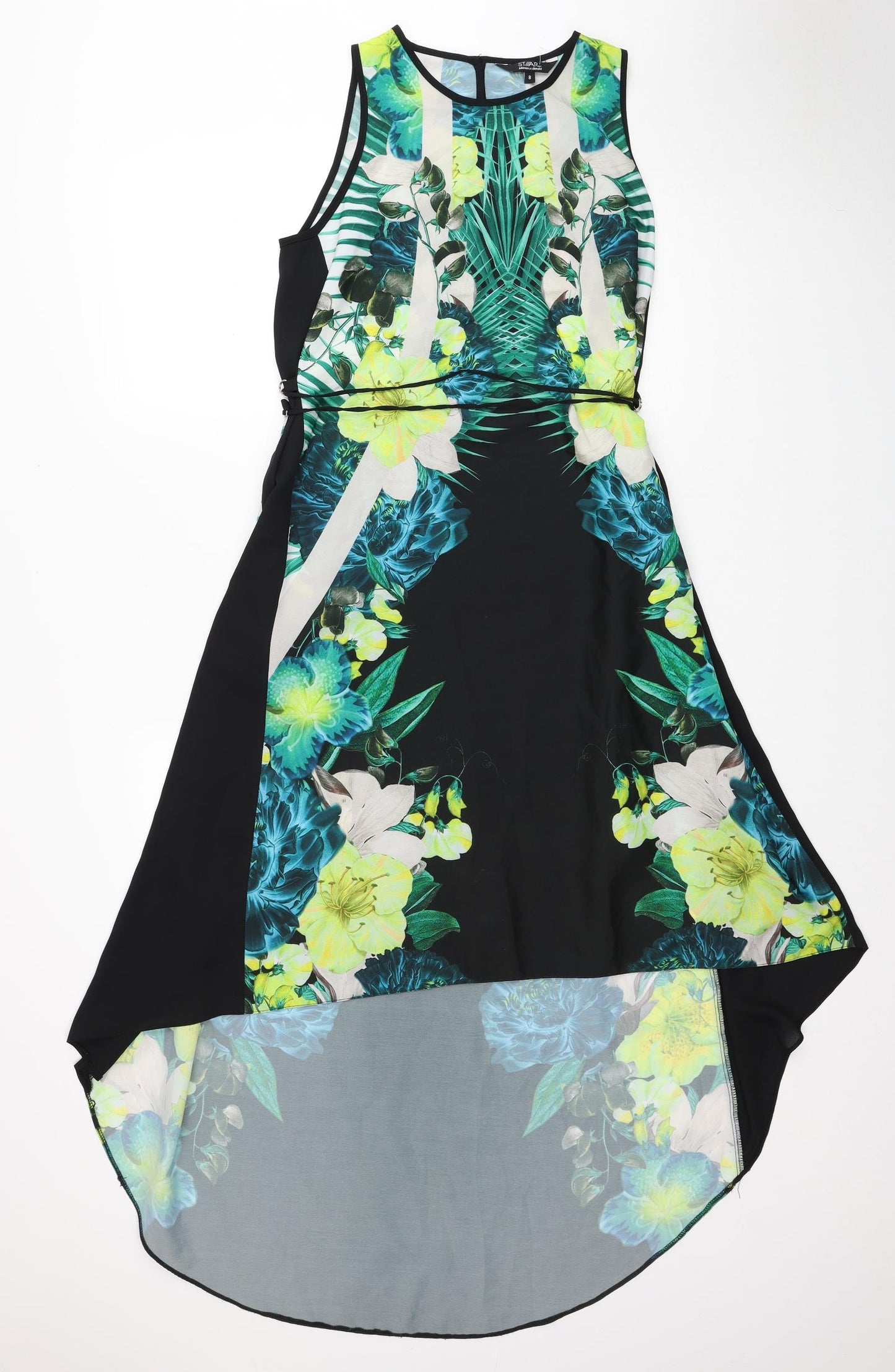 Julien Macdonald Womens Multicoloured Floral Polyester A-Line Size 8 Boat Neck Pullover