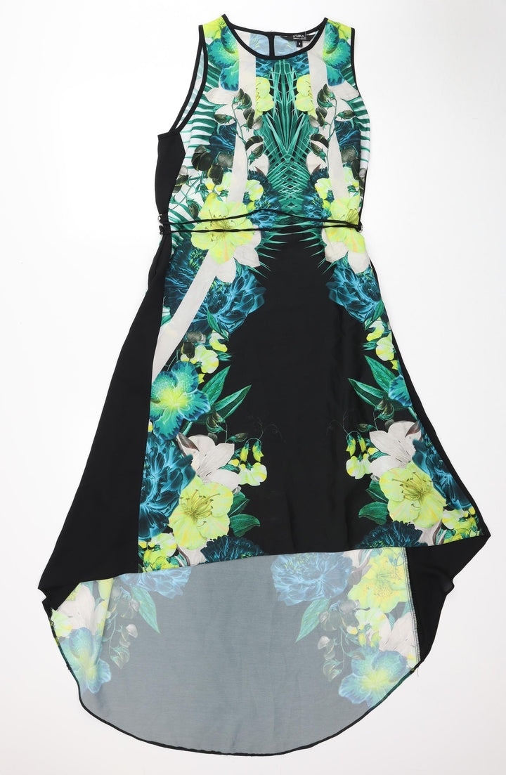 Julien Macdonald Womens Multicoloured Floral Polyester A-Line Size 8 Boat Neck Pullover