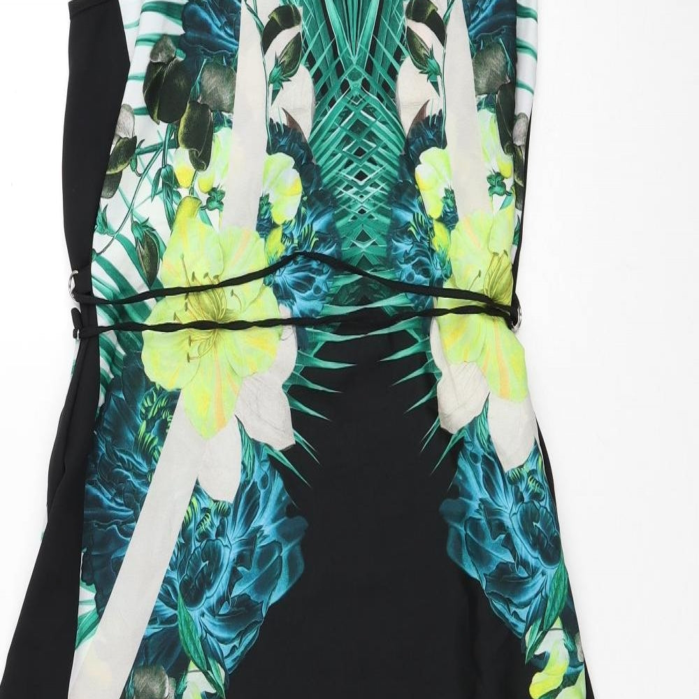 Julien Macdonald Womens Multicoloured Floral Polyester A-Line Size 8 Boat Neck Pullover