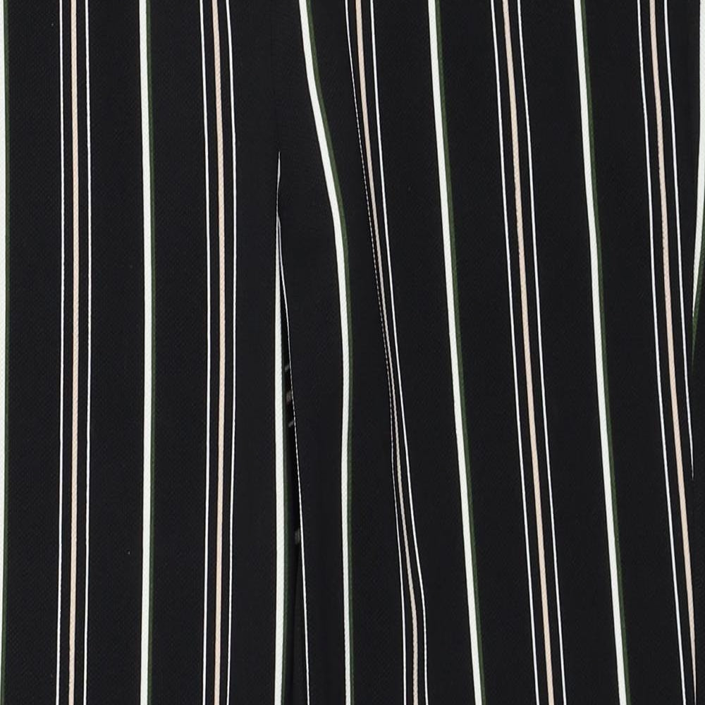 Dorothy Perkins Womens Black Striped Polyester Trousers Size 12 Regular Zip