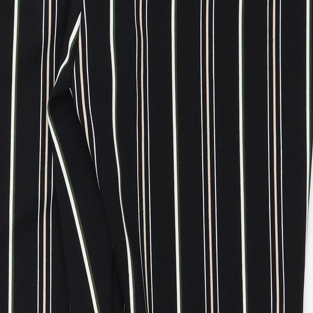 Dorothy Perkins Womens Black Striped Polyester Trousers Size 12 Regular Zip