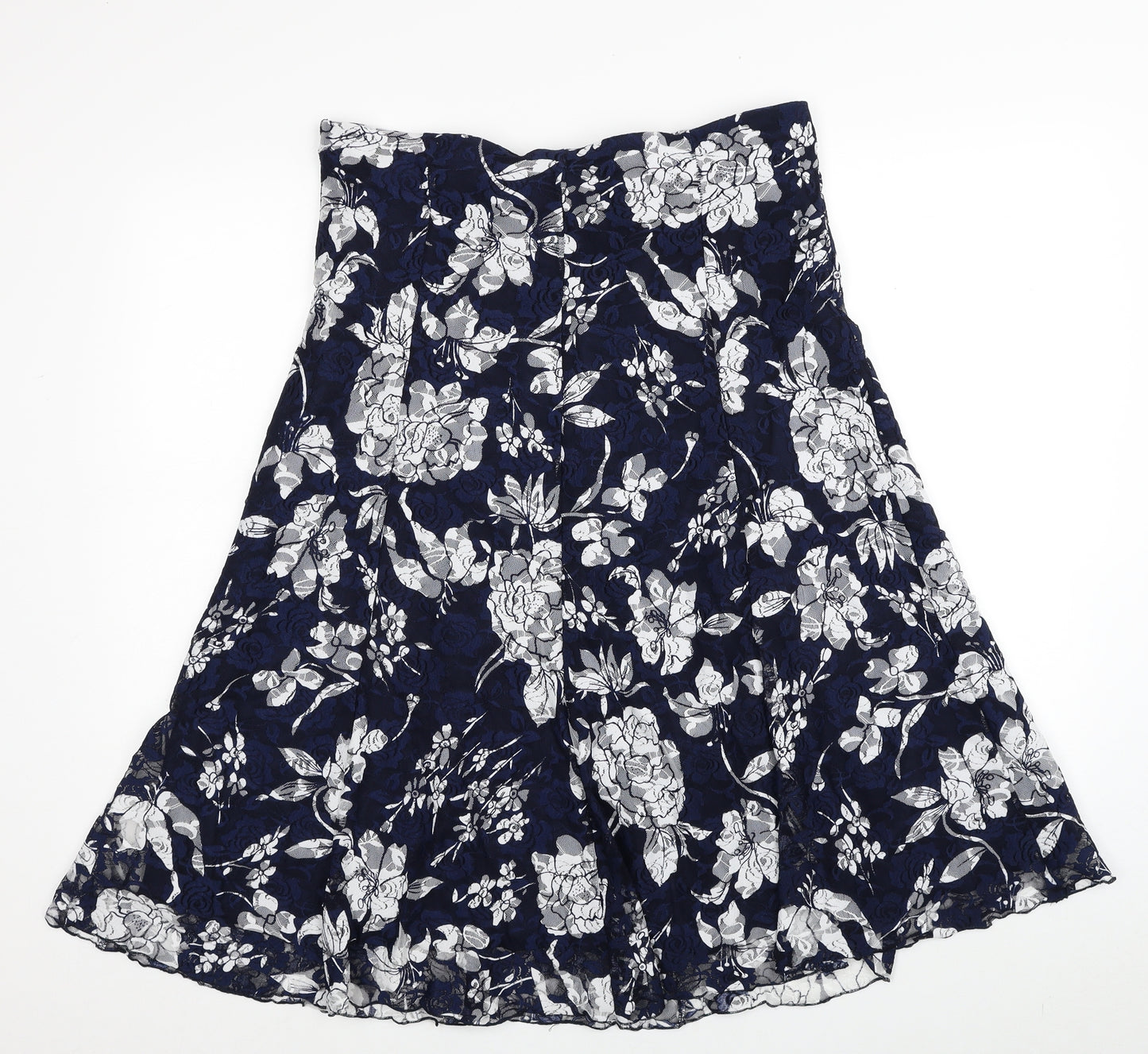 Bonmarché Womens Blue Floral Nylon A-Line Skirt Size 10