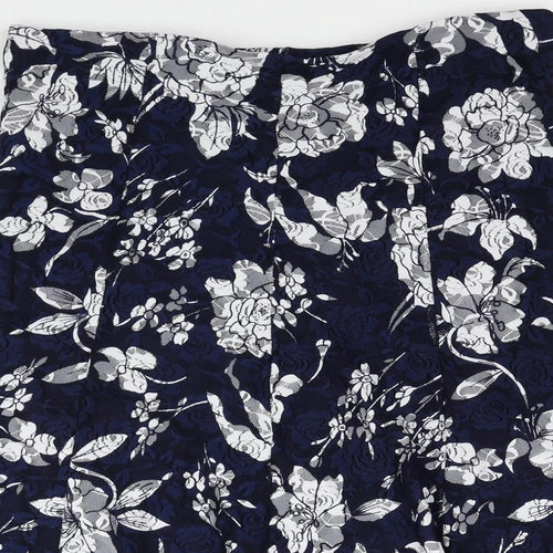 Bonmarché Womens Blue Floral Nylon A-Line Skirt Size 10