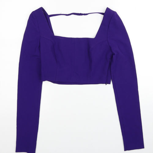 Zara Womens Purple Polyester Cropped Blouse Size XS Square Neck