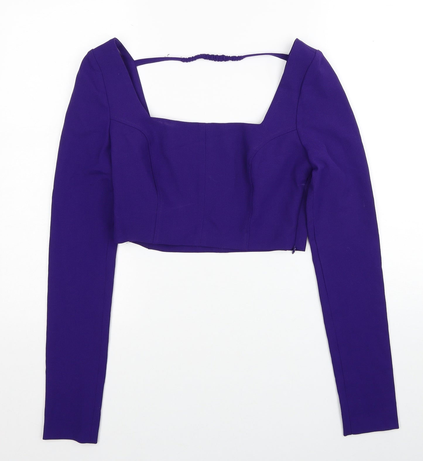 Zara Womens Purple Polyester Cropped Blouse Size XS Square Neck