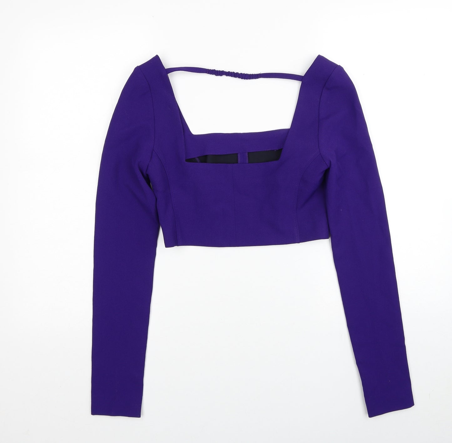 Zara Womens Purple Polyester Cropped Blouse Size XS Square Neck