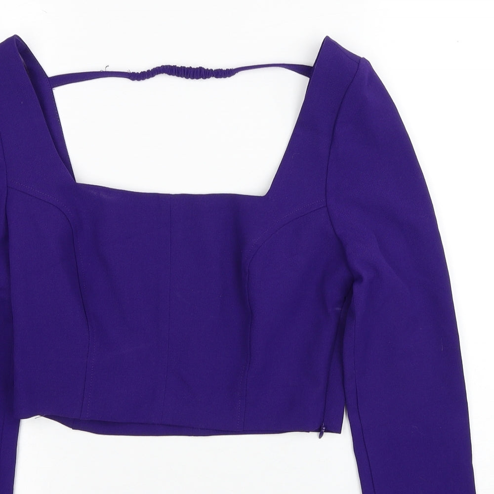 Zara Womens Purple Polyester Cropped Blouse Size XS Square Neck