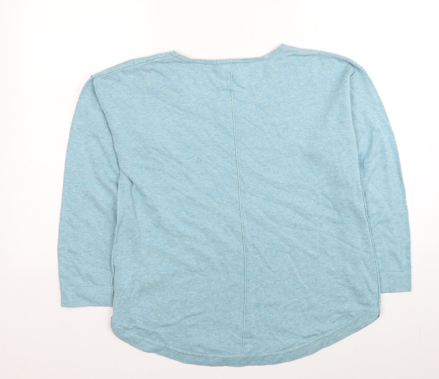 White Stuff Womens Blue V-Neck Cotton Pullover Jumper Size 14