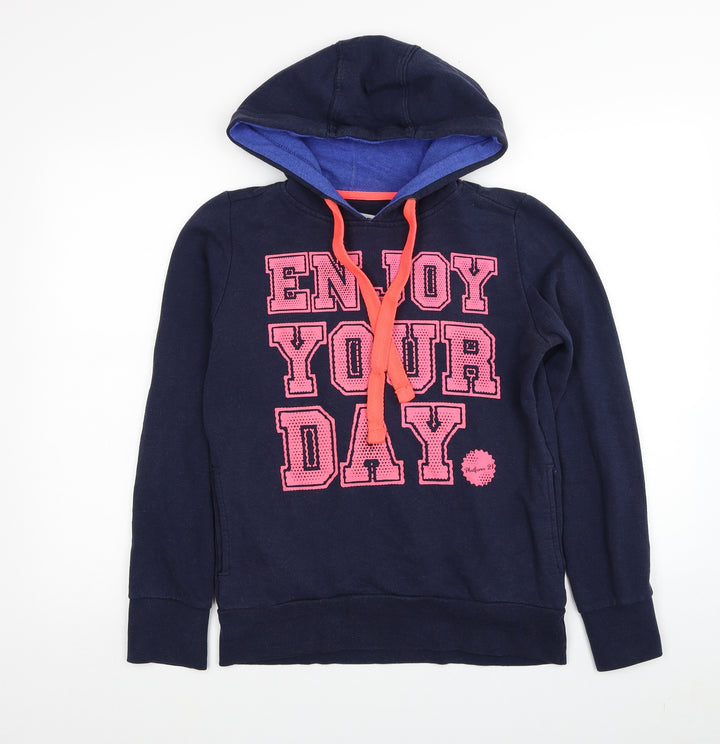 Sublevel Womens Blue Polyester Pullover Hoodie Size M Pullover - Enjoy Your Day