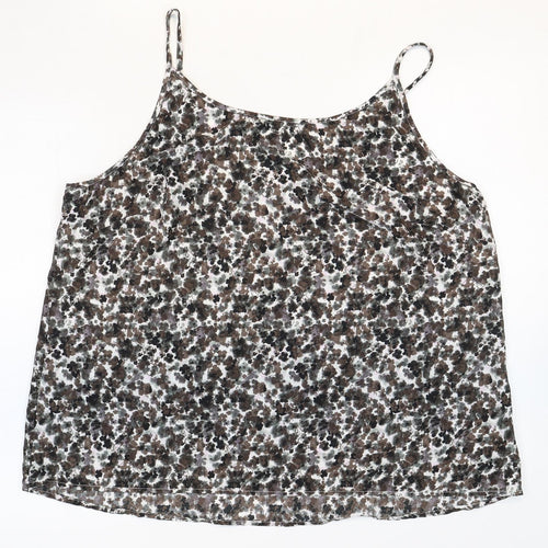 NEXT Womens Grey Geometric Polyester Basic Tank Size 22 Round Neck