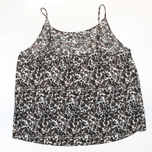 NEXT Womens Grey Geometric Polyester Basic Tank Size 22 Round Neck