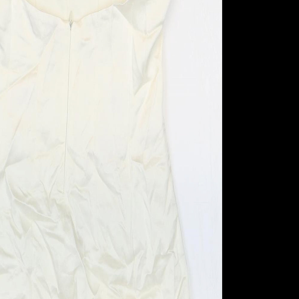 Zara Womens White Viscose Mini Size 10 Square Neck Zip