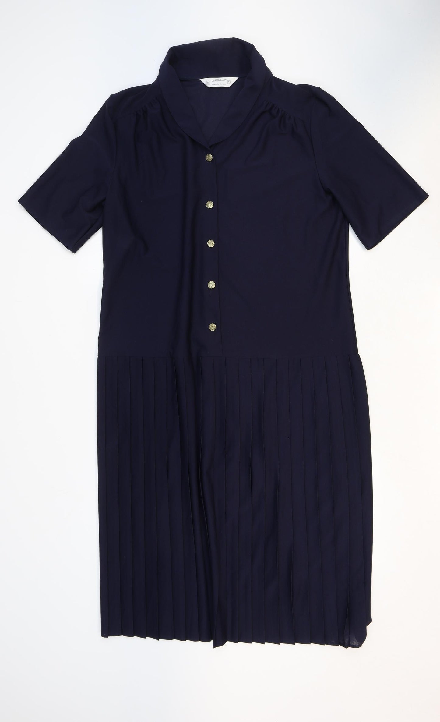 St Michael Womens Blue Polyester Shirt Dress Size 16 Collared Button