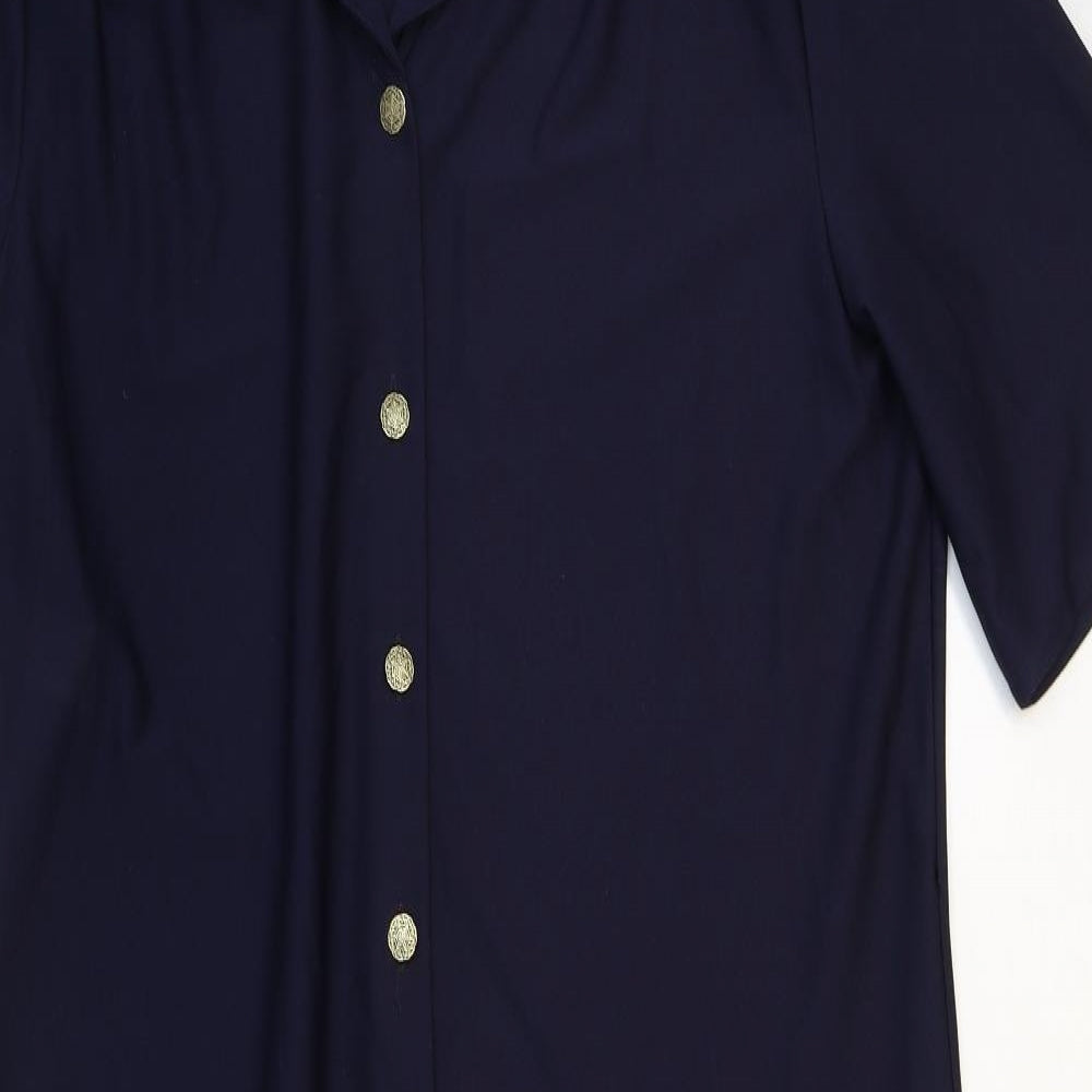 St Michael Womens Blue Polyester Shirt Dress Size 16 Collared Button