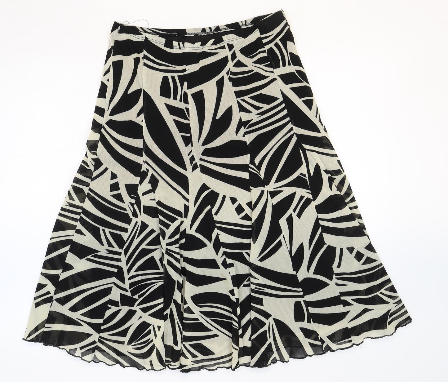 Marks and Spencer Womens White Geometric Polyester Flare Skirt Size 10