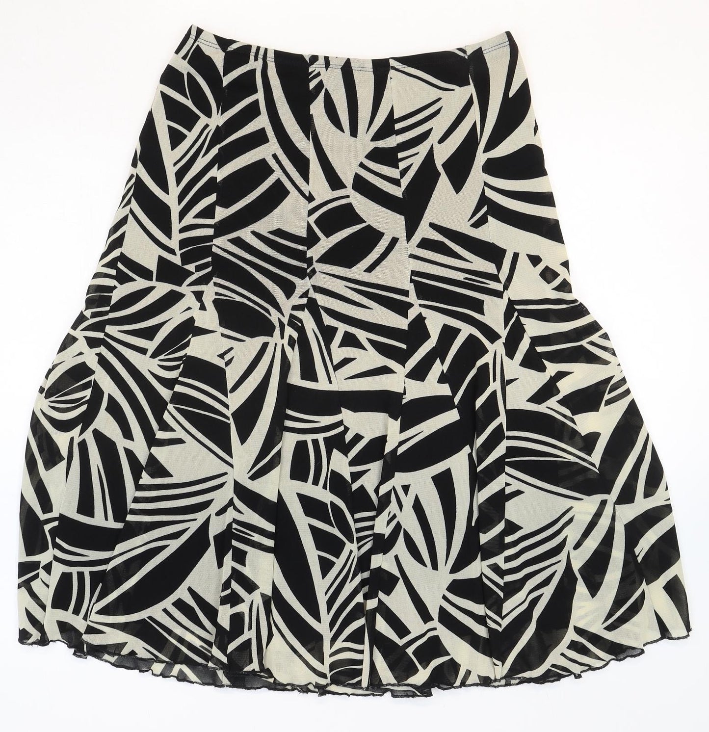 Marks and Spencer Womens White Geometric Polyester Flare Skirt Size 10