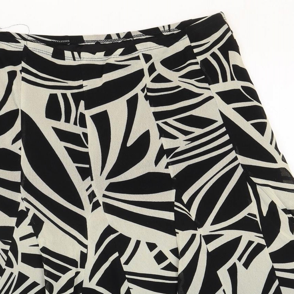 Marks and Spencer Womens White Geometric Polyester Flare Skirt Size 10