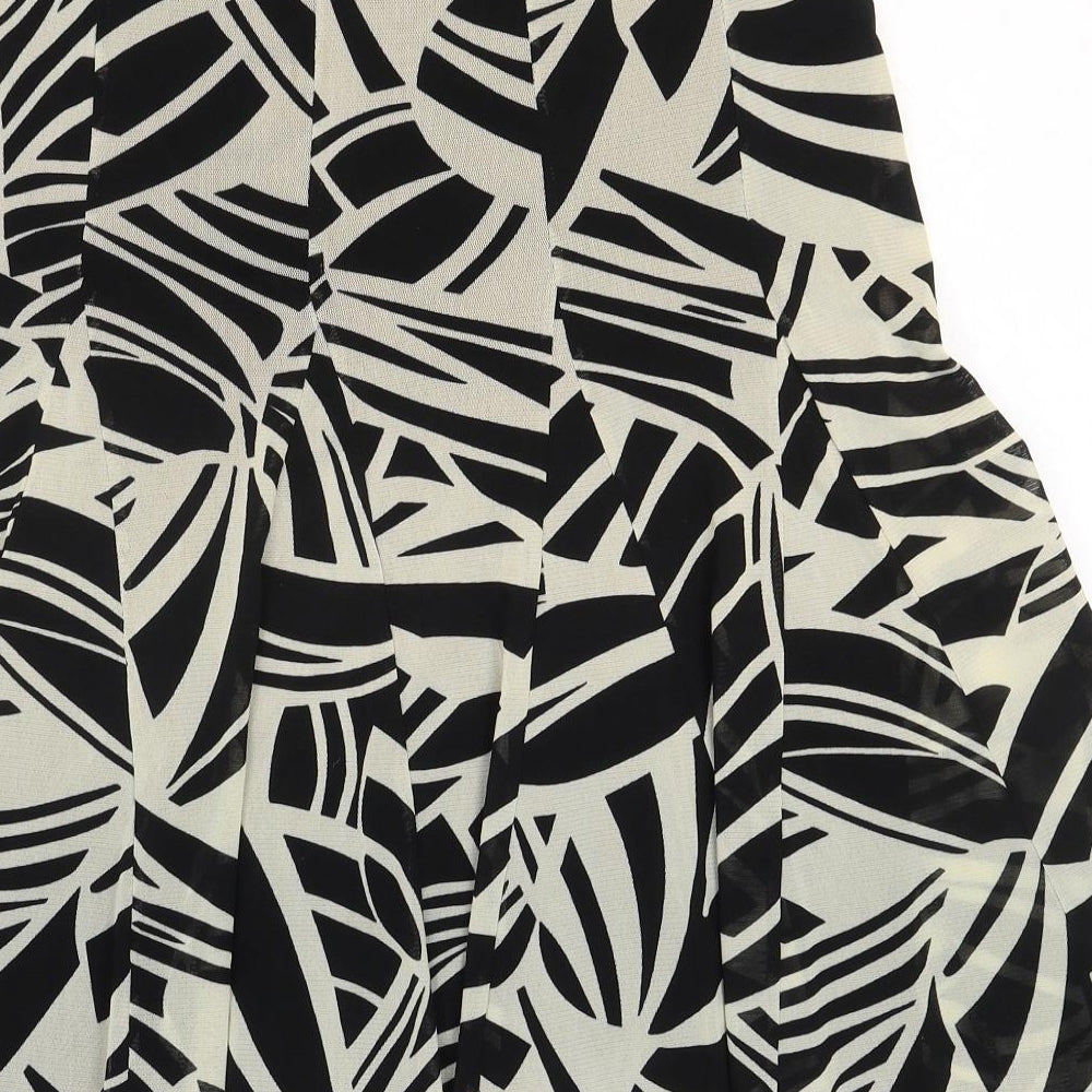 Marks and Spencer Womens White Geometric Polyester Flare Skirt Size 10