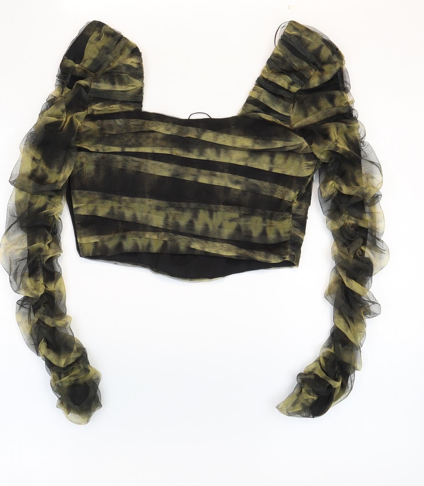 Zara Womens Green Polyester Cropped Blouse Size M Square Neck