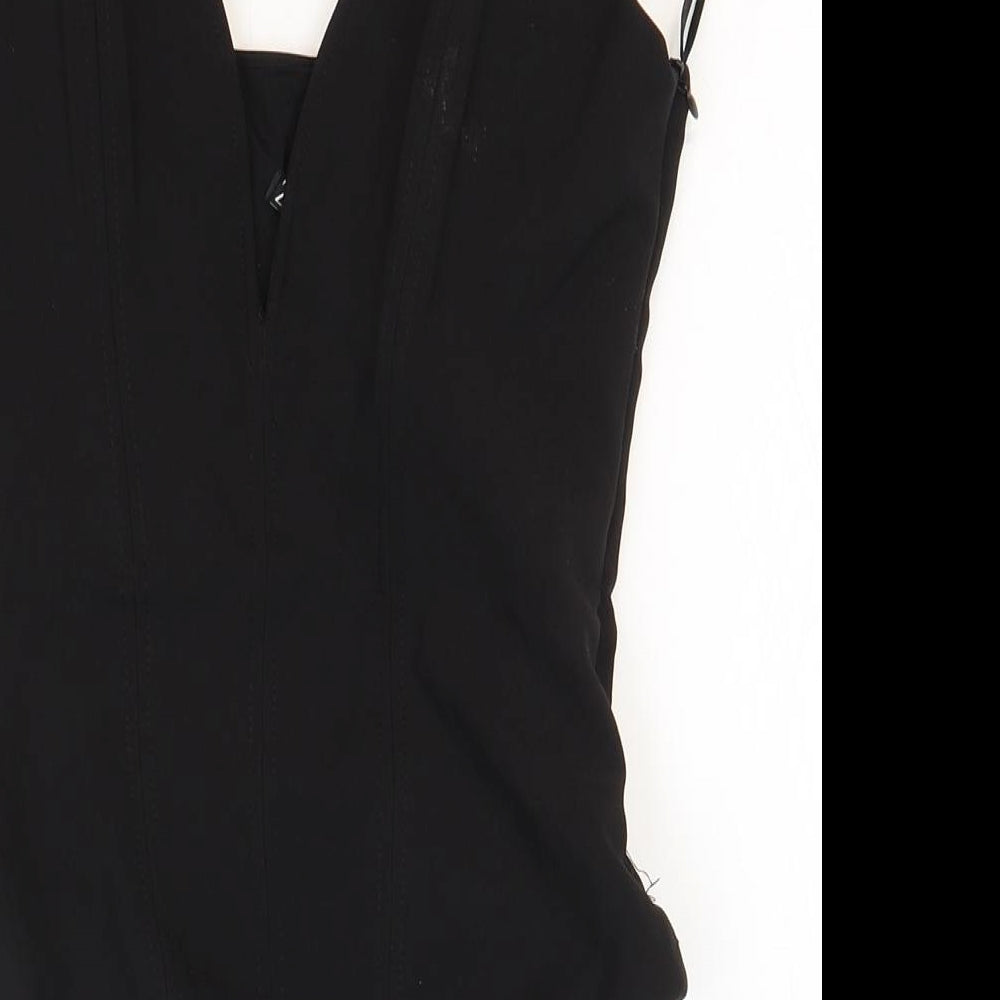Zara Womens Black Polyester Bodysuit One-Piece Size XS Zip