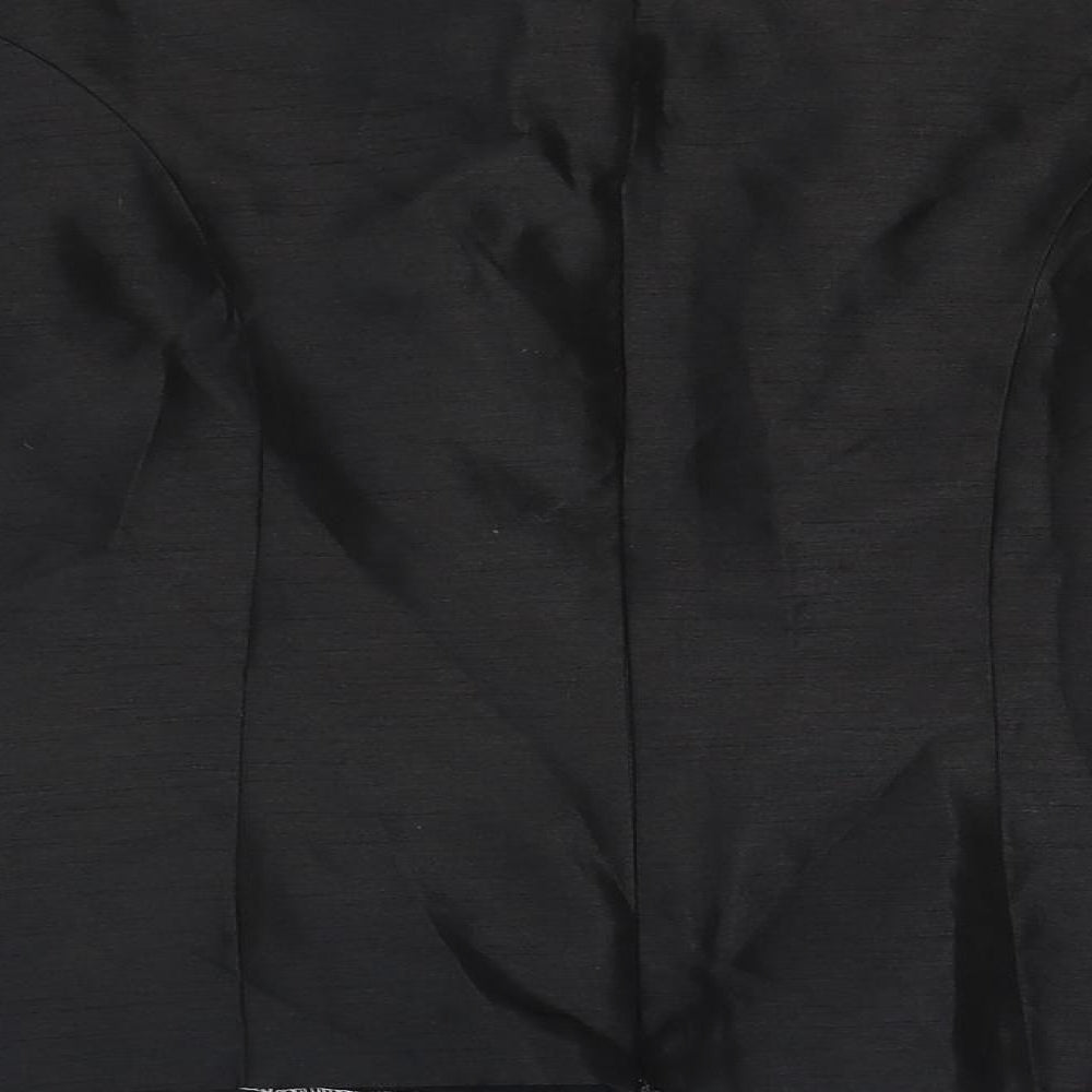 Preworn Womens Black Polyester Basic Blouse Size 14 V-Neck
