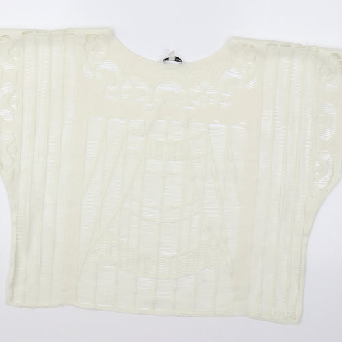 New Look Womens White Polyester Basic T-Shirt Size S Round Neck