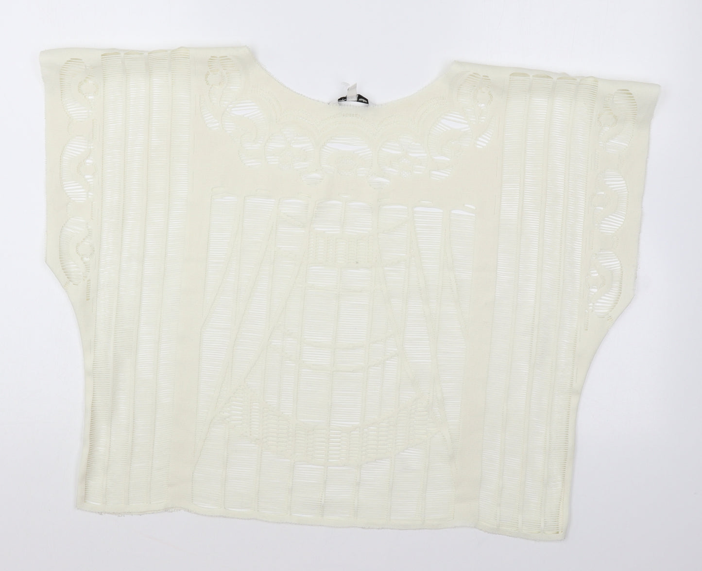 New Look Womens White Polyester Basic T-Shirt Size S Round Neck
