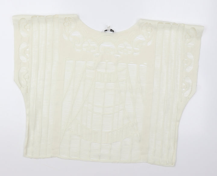 New Look Womens White Polyester Basic T-Shirt Size S Round Neck