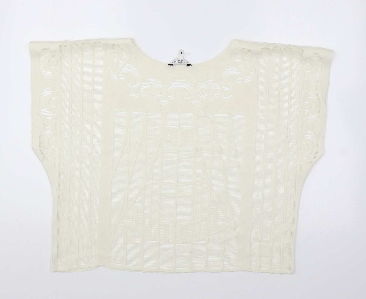 New Look Womens White Polyester Basic T-Shirt Size S Round Neck