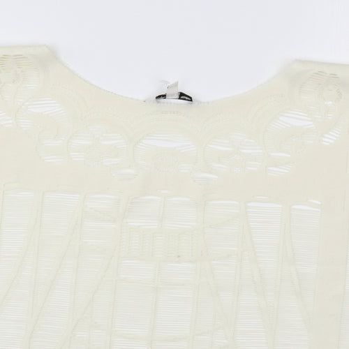 New Look Womens White Polyester Basic T-Shirt Size S Round Neck
