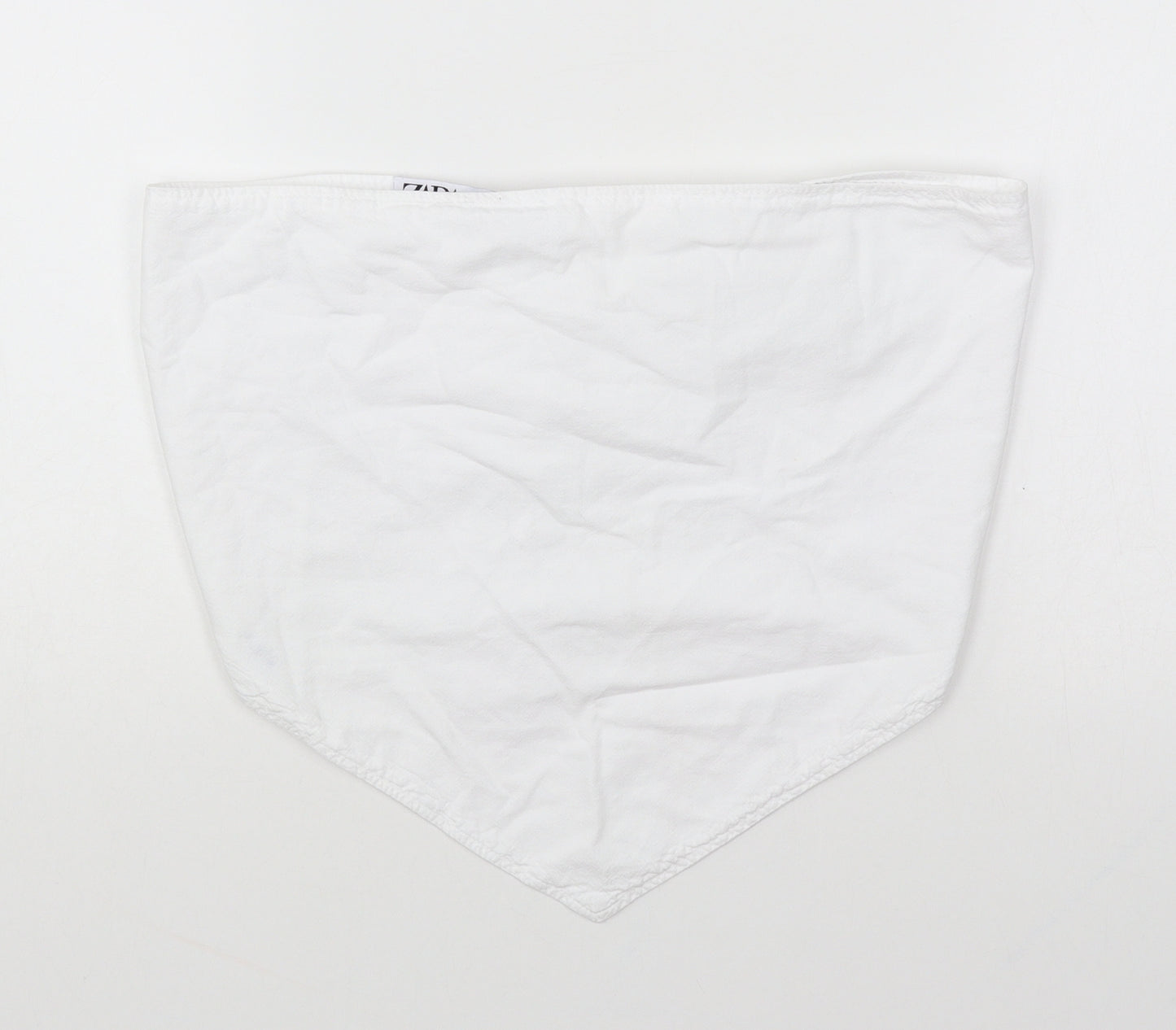 Zara Womens White Cotton Cropped Tank Size L Off the Shoulder
