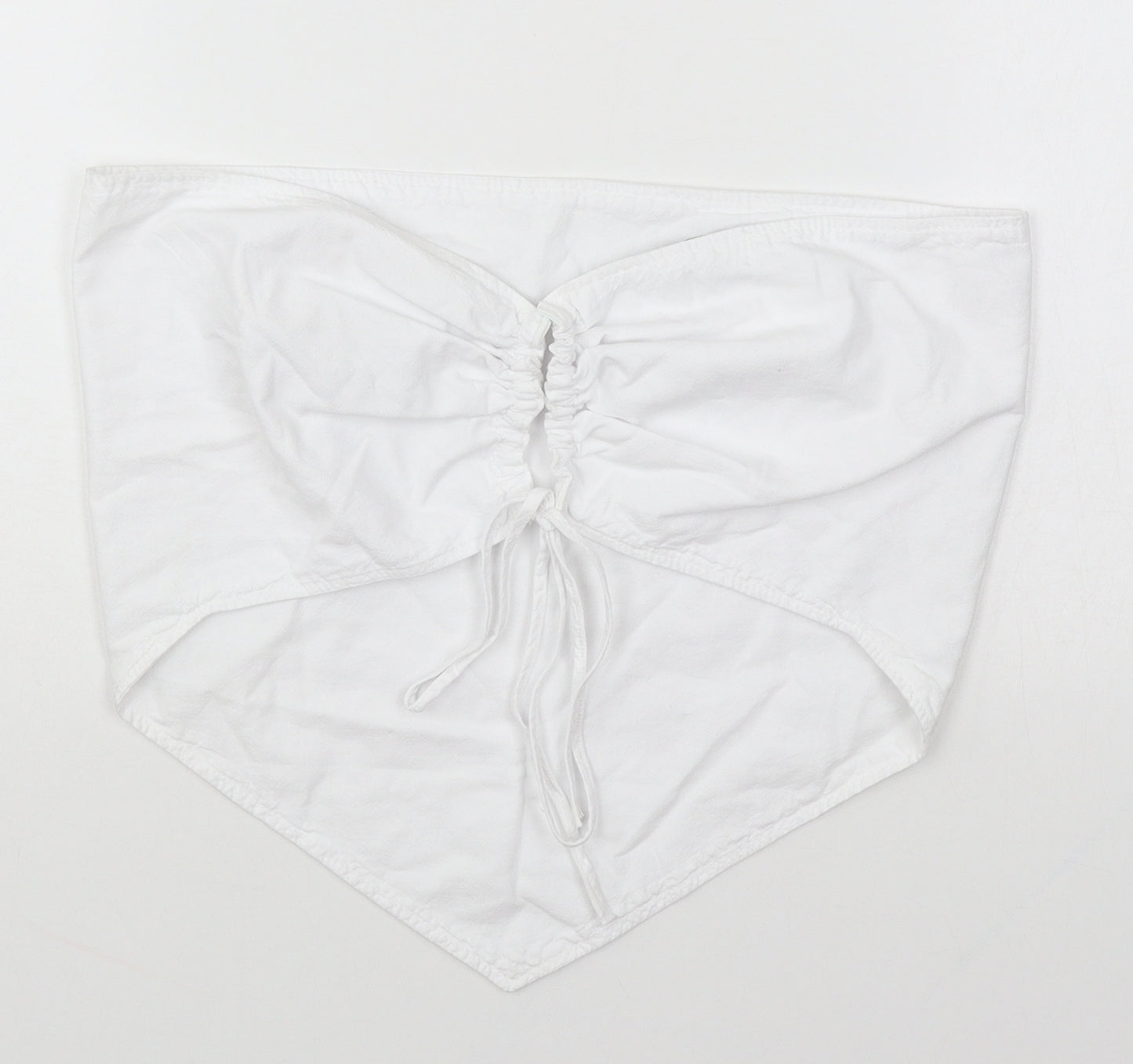 Zara Womens White Cotton Cropped Tank Size L Off the Shoulder