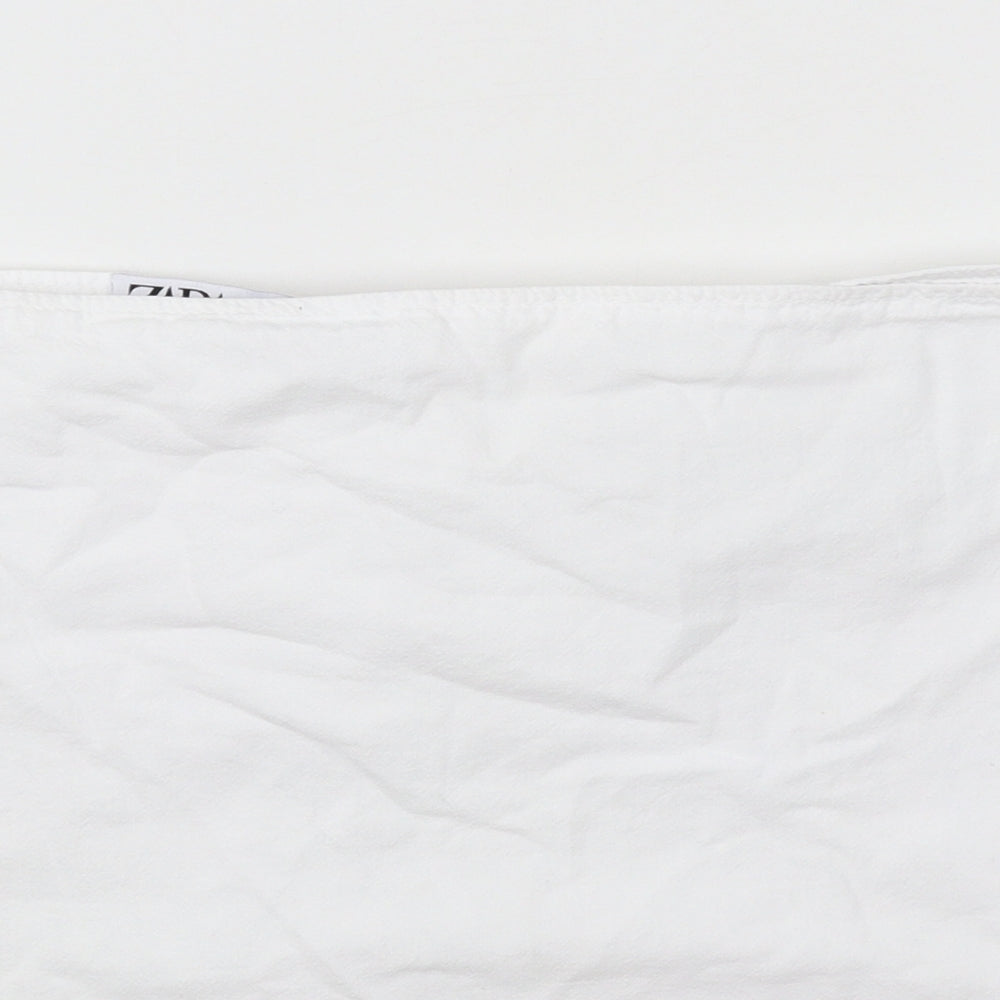 Zara Womens White Cotton Cropped Tank Size L Off the Shoulder