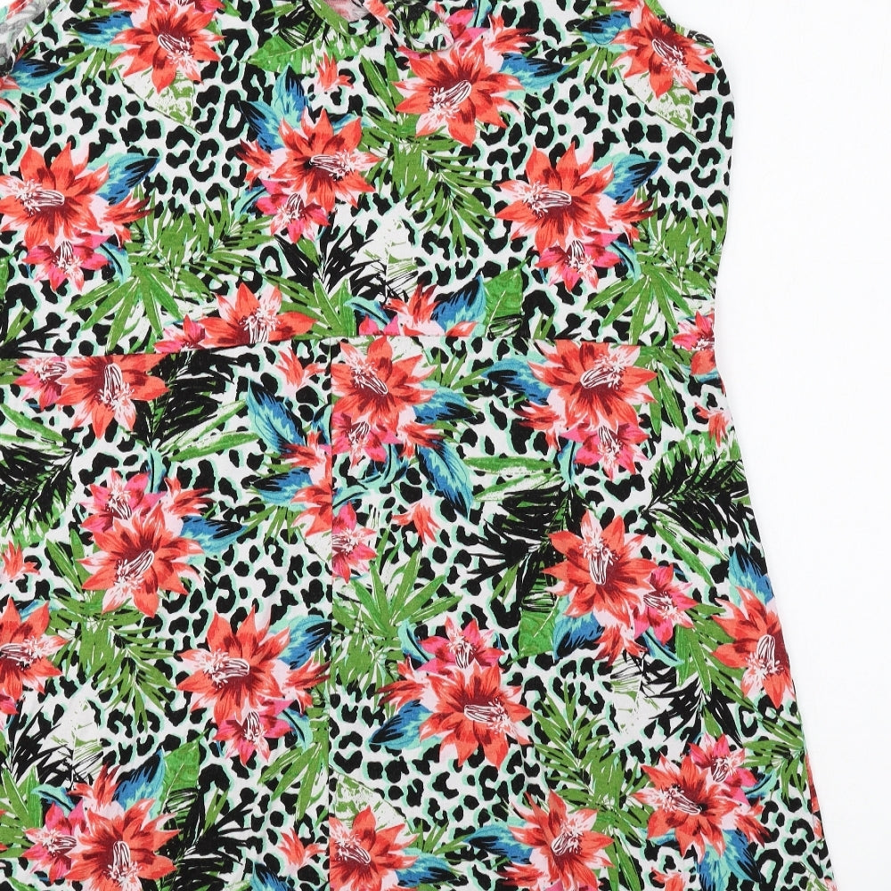 George Womens Multicoloured Geometric Polyester Tunic T-Shirt Size 16 Round Neck