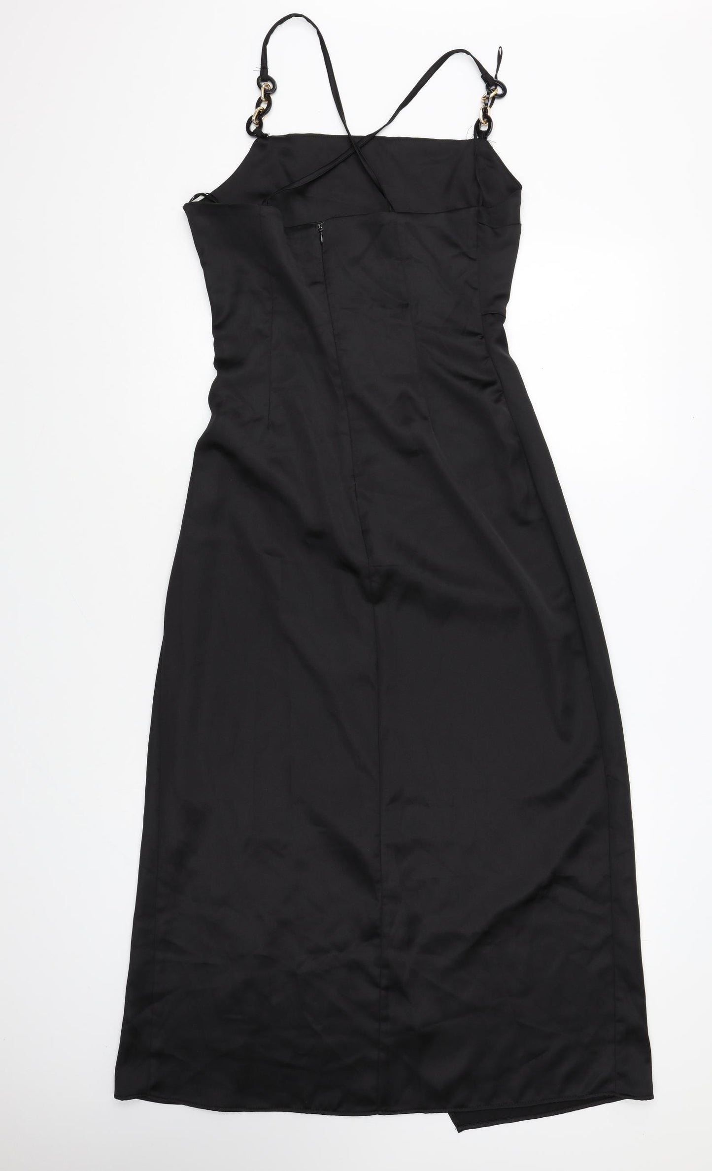 Zara Womens Black Polyester A-Line Size S Square Neck Zip