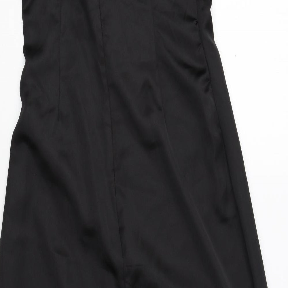 Zara Womens Black Polyester A-Line Size S Square Neck Zip