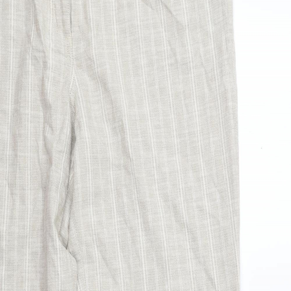 Per Una Womens Beige Striped Cotton Blend Dress Pants Trousers Size 16 L34 in Regular Zip