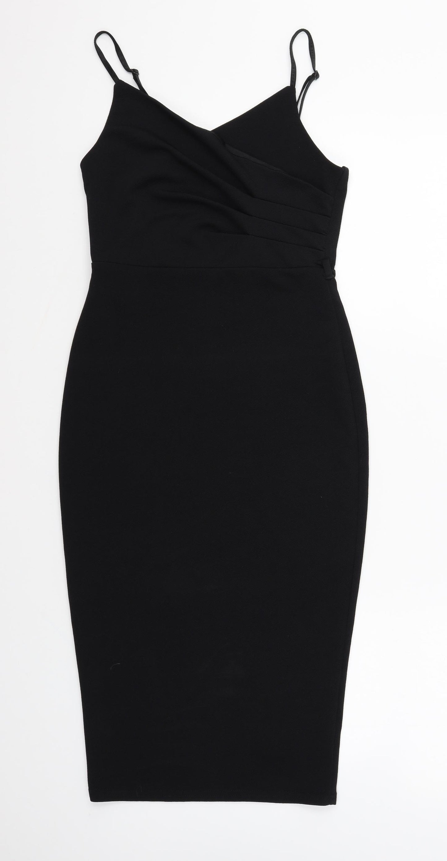 New Look Womens Black Polyester Pencil Dress Size 8 V-Neck Pullover