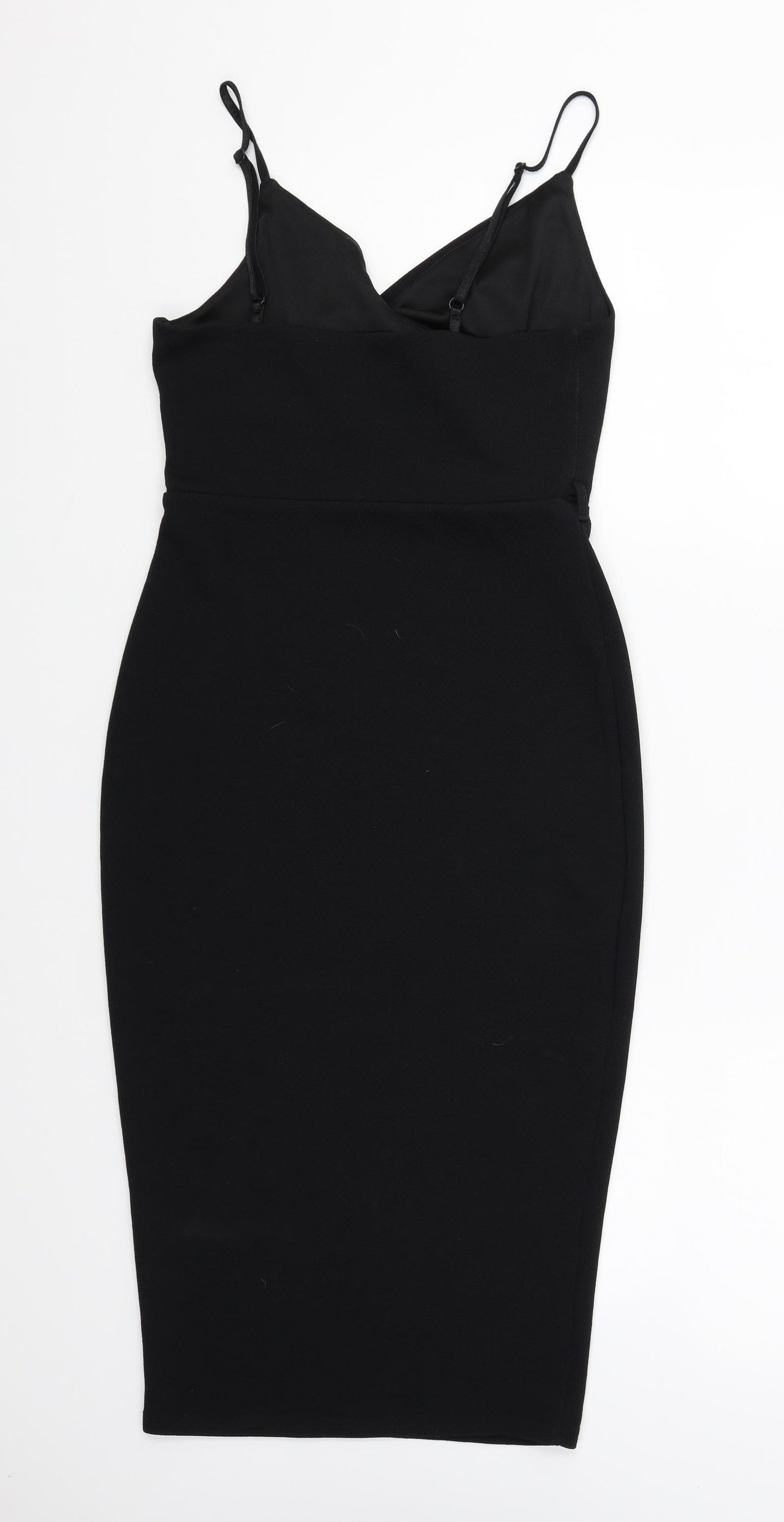New Look Womens Black Polyester Pencil Dress Size 8 V-Neck Pullover